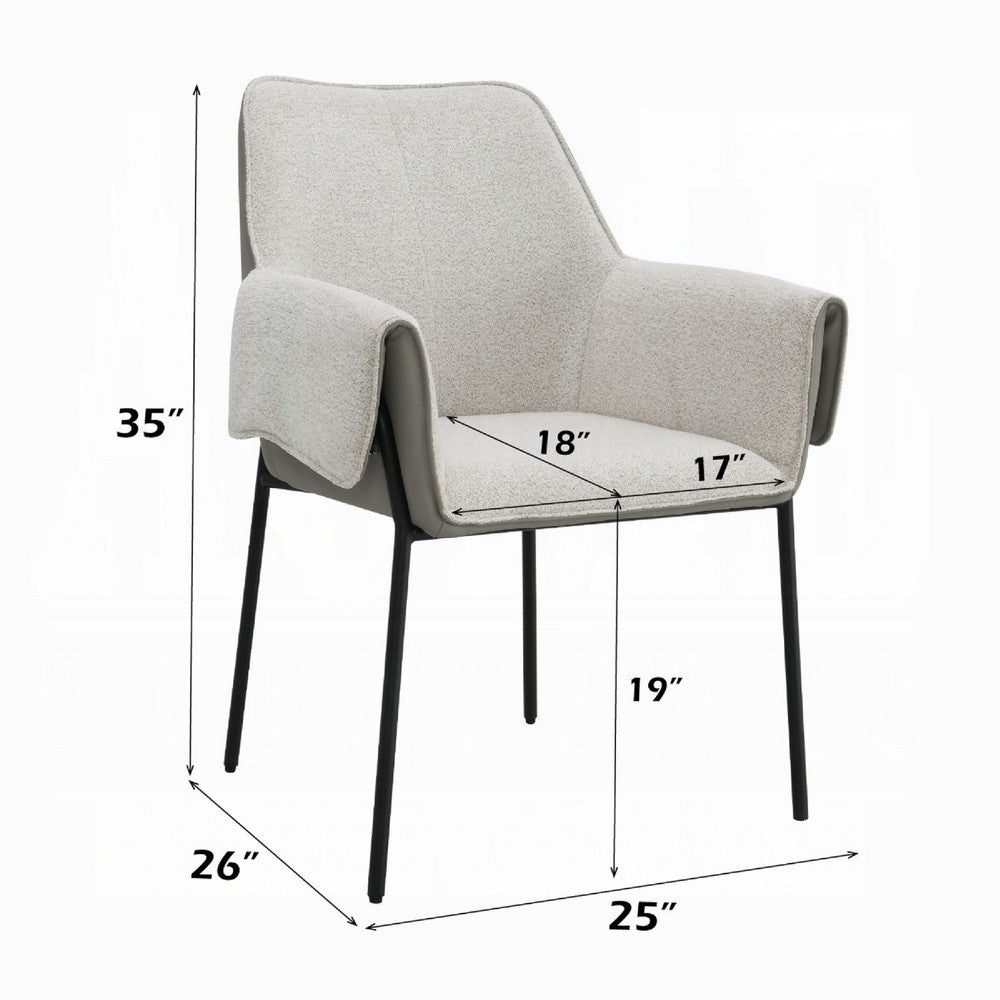 Jory Armchair Set of 2 | Beige Chenille Fabric | Slim Black Metal Legs