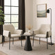 Jory Armchair Set of 2 | Beige Chenille Fabric | Slim Black Metal Legs