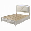 Remy Queen Size Bed with LED Headboard | 2 Bottom Drawers | Antique White