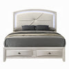 Remy Queen Size Bed with LED Headboard | 2 Bottom Drawers | Antique White