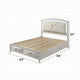 Remy Queen Size Bed with LED Headboard | 2 Bottom Drawers | Antique White