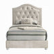 Rex Full Size Bed with Storage & Beige Button Tufted Arched Headboard