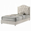 Rex Full Size Bed with Storage & Beige Button Tufted Arched Headboard