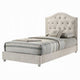 Rex Full Size Bed with Storage & Beige Button Tufted Arched Headboard