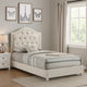 Rex Full Size Bed with Storage & Beige Button Tufted Arched Headboard