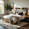 Gary King Size Bed with Tufted Headboard & USB Ports | Aspen Brown Wood