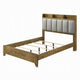 Gary Queen Size Bed with Tufted Headboard & USB Ports | Aspen Brown Wood