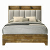 Gary Queen Size Bed with Tufted Headboard & USB Ports | Aspen Brown Wood