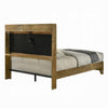 Gary Queen Size Bed with Tufted Headboard & USB Ports | Aspen Brown Wood