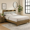 Gary Queen Size Bed with Tufted Headboard & USB Ports | Aspen Brown Wood