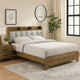 Gary Queen Size Bed with Tufted Headboard & USB Ports | Aspen Brown Wood