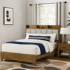 Gary Queen Size Bed with Tufted Headboard & USB Ports | Aspen Brown Wood