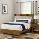 Gary Queen Size Bed with Tufted Headboard & USB Ports | Aspen Brown Wood