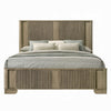 Leky King Bed | LED Headboard | Fluted Patterns | Antique Oak Brown Wood