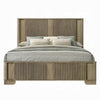 Leky King Bed | LED Headboard | Fluted Patterns | Antique Oak Brown Wood
