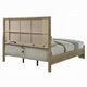 Leky King Bed | LED Headboard | Fluted Patterns | Antique Oak Brown Wood