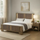 Leky Queen Bed | LED Headboard | Fluted Patterns | Antique Oak Brown Wood