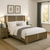 Leky Queen Bed | LED Headboard | Fluted Patterns | Antique Oak Brown Wood