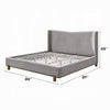 Mely King Platform Bed | Wingback Headboard Gray Chenille Upholstery