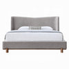 Mely Queen Platform Bed | Wingback Headboard Gray Chenille Upholstery