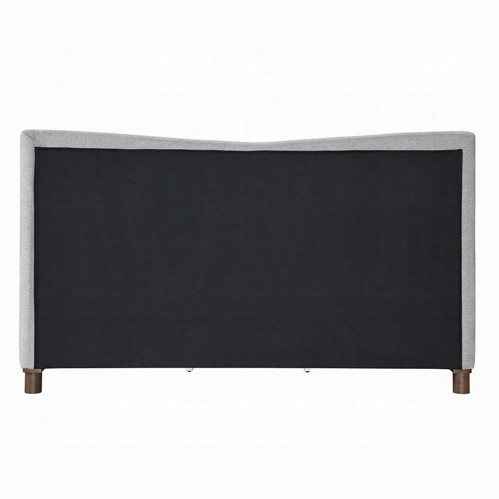 Mely Queen Platform Bed | Wingback Headboard Gray Chenille Upholstery