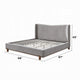 Mely Queen Platform Bed | Wingback Headboard Gray Chenille Upholstery