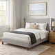 Mely Queen Platform Bed | Wingback Headboard Gray Chenille Upholstery
