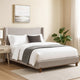 Mely Queen Platform Bed | Wingback Headboard Gray Chenille Upholstery