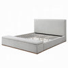 Bex King Platform Bed | Lift Top Storage Bench | Gray Linen Upholstery