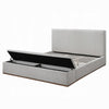 Bex King Platform Bed | Lift Top Storage Bench | Gray Linen Upholstery