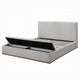 Bex Queen Platform Bed | Lift Top Storage Bench | Gray Linen Upholstery