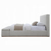 Bex Queen Platform Bed | Lift Top Storage Bench | Gray Linen Upholstery