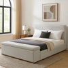 Bex Queen Platform Bed | Lift Top Storage Bench | Gray Linen Upholstery
