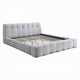 Nah King Platform Bed with Bench | Grid Tufted | Channeled Gray Chenille