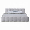 Nah King Platform Bed with Bench | Grid Tufted | Channeled Gray Chenille