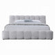 Nah King Platform Bed with Bench | Grid Tufted | Channeled Gray Chenille