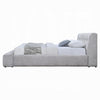 Nah King Platform Bed with Bench | Grid Tufted | Channeled Gray Chenille