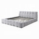 Nah King Platform Bed with Bench | Grid Tufted | Channeled Gray Chenille