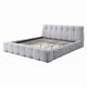 Nah King Platform Bed with Bench | Grid Tufted | Channeled Gray Chenille