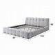 Nah King Platform Bed with Bench | Grid Tufted | Channeled Gray Chenille