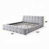 Nah King Platform Bed with Bench | Grid Tufted | Channeled Gray Chenille