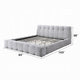 Nah King Platform Bed with Bench | Grid Tufted | Channeled Gray Chenille
