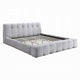 Nah King Platform Bed with Bench | Grid Tufted | Channeled Gray Chenille