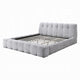Nah Queen Platform Bed with Bench | Grid Tufted | Channeled Gray Chenille