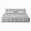 Nah Queen Platform Bed with Bench | Grid Tufted | Channeled Gray Chenille