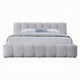 Nah Queen Platform Bed with Bench | Grid Tufted | Channeled Gray Chenille
