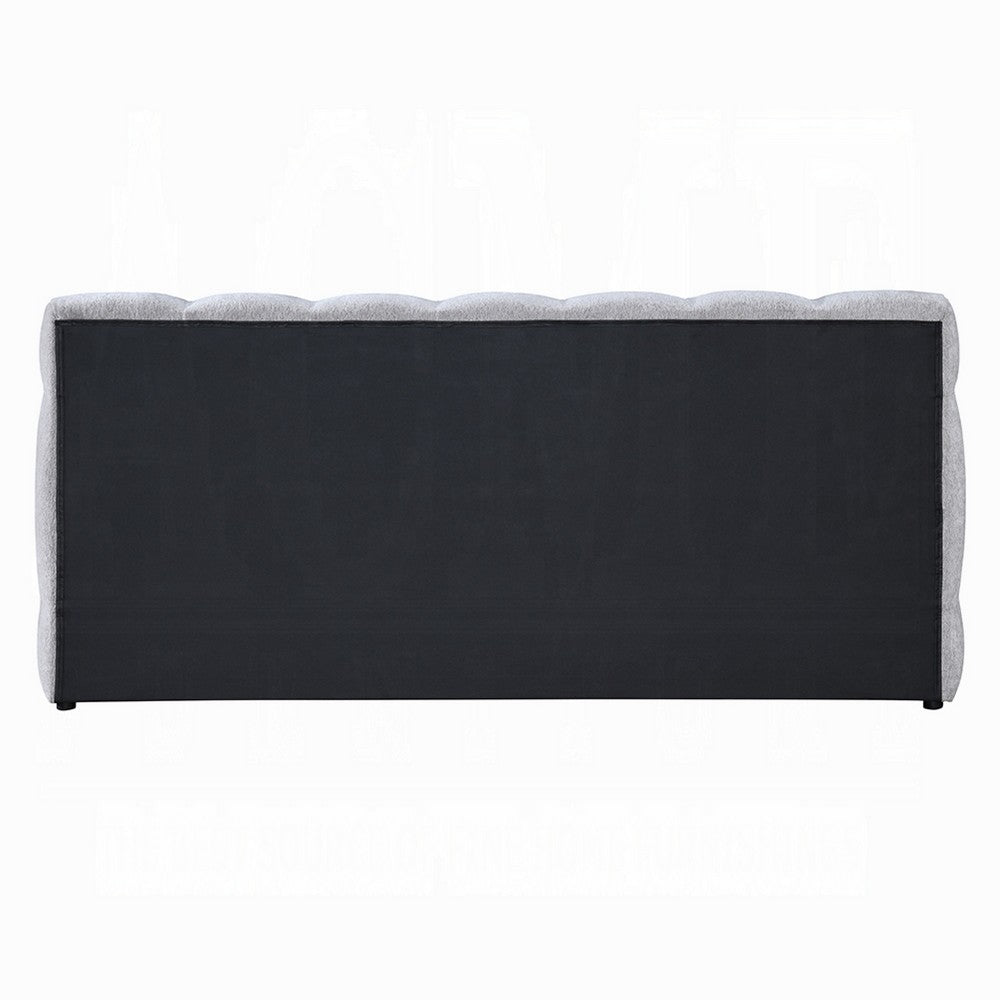 Nah Queen Platform Bed with Bench | Grid Tufted | Channeled Gray Chenille