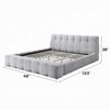 Nah Queen Platform Bed with Bench | Grid Tufted | Channeled Gray Chenille