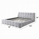Nah Queen Platform Bed with Bench | Grid Tufted | Channeled Gray Chenille