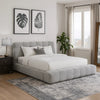 Nah Queen Platform Bed with Bench | Grid Tufted | Channeled Gray Chenille